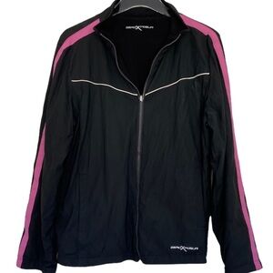 Zero X Posur Women’s Black and Pink Fleece Reversible Jacket Size Medium.